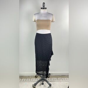💚 3509. Lace Maxi Asymmetrical Skirt